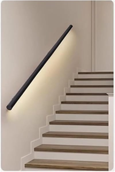 Trapleuning met lamp - Geleiderail met licht - Veiligheid binnen buiten - Geïntegreerde led inductie - 1 meter lengte - Aluminium