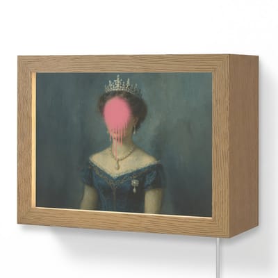 Wandlamp 20x15 cm - Oplaadbaar - Kroon - Roze druipend verf - Portret - Wandlampen binnen woonkamer - Slaapkamer lamp met kabel - Decoratieve nachtlamp - Vloerlamp snoer