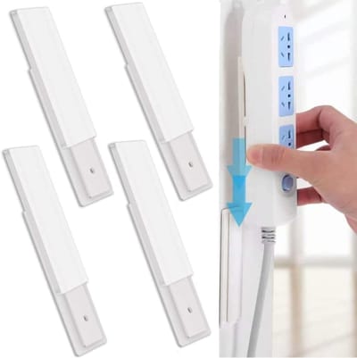 Oneay 4-delige zelfklevende stekkerdoos, kabelorganizer zonder boren, bureauhouder, stekkerdoos voor keuken, thuis, kantoor, wifi-afstandsbediening, router, computer