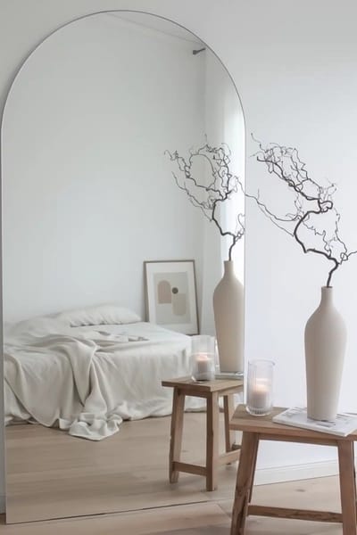 Nordic Style® Boogspiegel 210x90cm - Frameloos - Scandinavische Spiegels - Halfrond - Zonder lijst - Randloos - Frameloos - Pas spiegel - Staande spiegel - Kleedkamer spiegel - Pas - Boog - Half Rond Ronde - Woonkamer - Wand - Muurspiegel - Muur