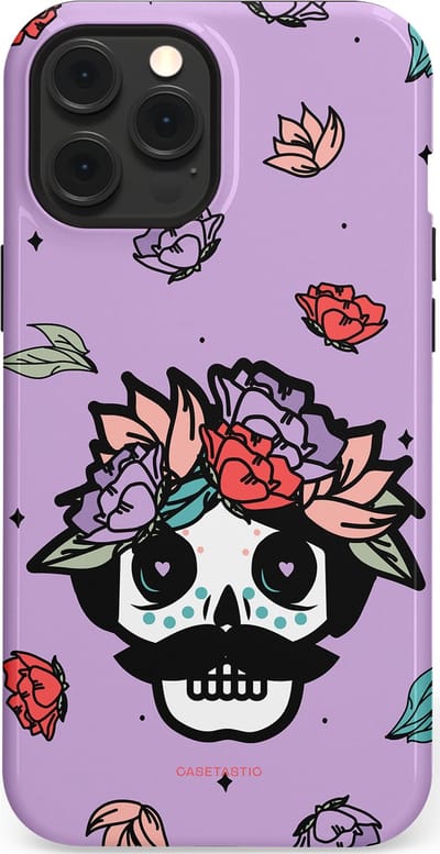 Casetastic Hoesje Geschikt voor Apple iPhone 12 Pro Max Magsafe - Stijlvolle Beschermende Duo-layer Case - Schedel Snor
