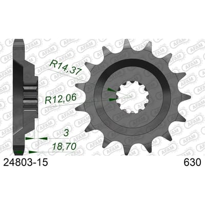 Stalen motortandwiel voor Afam 630 15 dents