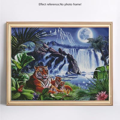 Peinture de diamant avec pierres rondes, animaux, mosaïque de tigre, broderie de perles 20X30 gray