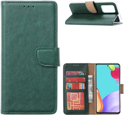 Hoesje Geschikt Voor Samsung Galaxy A52 hoesje Groen - Hoesje Geschikt Voor Samsung Galaxy A52 5G bookcase met Pasjeshouder