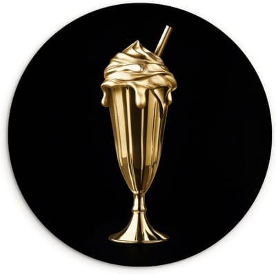WallCircle® Wandcirkel 30x30 cm - Muurcirkel Milkshake - Goud - Drinken - Zwart - Muurdecoratie woonkamer - Wanddecoratie keuken - Kamer decoratie accessoires - Ronde schilderijen