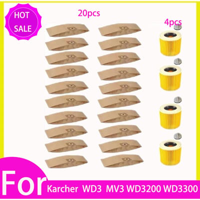 Vervanging Stofzak Hepa Filter Voor Karcher WD3 Premium WD3200 WD3300 MV3 Accessoires A2004 A2054 Stofzuiger Onderdelen