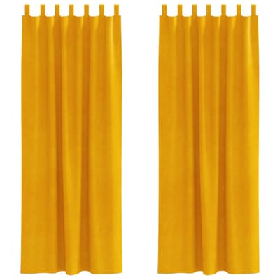 vidaXL - Blackout - Gordijnen - met - Hanglussen - 2 - stuks - Mosterdgeel - Fluwel