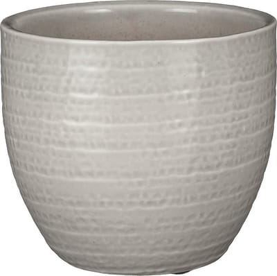 Mica Decorations Plantenpot/bloempot - terracotta - lichtgrijs flakes relief- D16/H14 cm