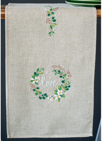 Vervaco - Aïda loper kit - Love - PN-0185102 - Borduren - Borduurpakket - Borduurpakket volwassenen - Borduurpakket kind