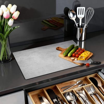 KitchenArt - Urban Grey - Inductie Beschermer - 52x35 cm - Kookplaat Beschermer - Luxe Afdekplaat Inductieplaat - Anti-slip & Oprolbaar - Beschermmat Inductiekookplaat