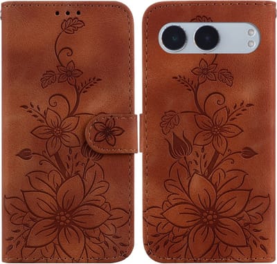 Coverup Hoesje - Geschikt voor OnePlus Nord 4 Hoesje - Coverup Bloemen Book Case - Bruin