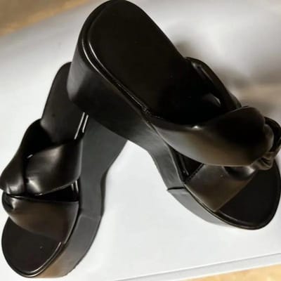 Verkoop Nieuwe Zomer Dames Platform Sandalen met Open Teen Gladiator Mode Knoop Hoge Hakken Sleehakken Espadrilles Damesschoenen 39 zwart