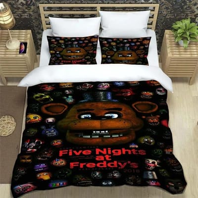 F-Five-Nights At Freddy´s FNAF Beddengoed Laken Set King Twin Double Jongens Beddengoed Microvezel of Polyester Dekbedovertrek EU single(135x200cm)