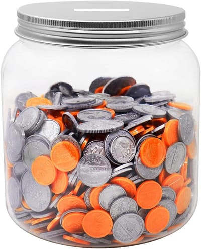 Groot Spaarvarken - Transparante Pot - Munten Sparen - Onbreekbaar Plastic - 2 Liter - Grijs