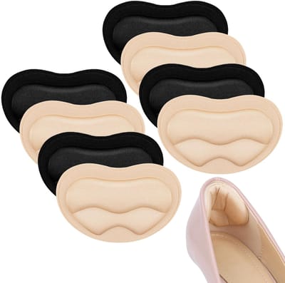 4 paar Hielkussentjes, Zelfklevende Hielgrepen, Hielbeschermers voor Dames en Heren, Hielkussens voor Grote Schoenen, Schoenpads Wrijven en Blaren voor Vrouwen te Voorkomen, Zwart Naakt