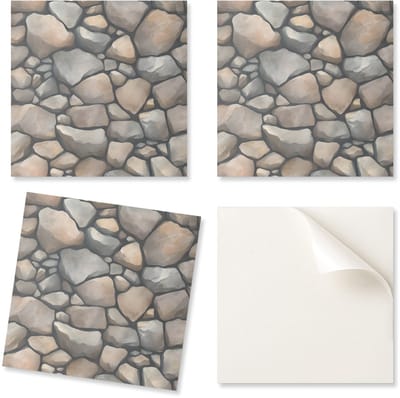 Set vinyltegels met een decoratief steenpatroon voor de keuken of badkamer, 20x20x20 cm