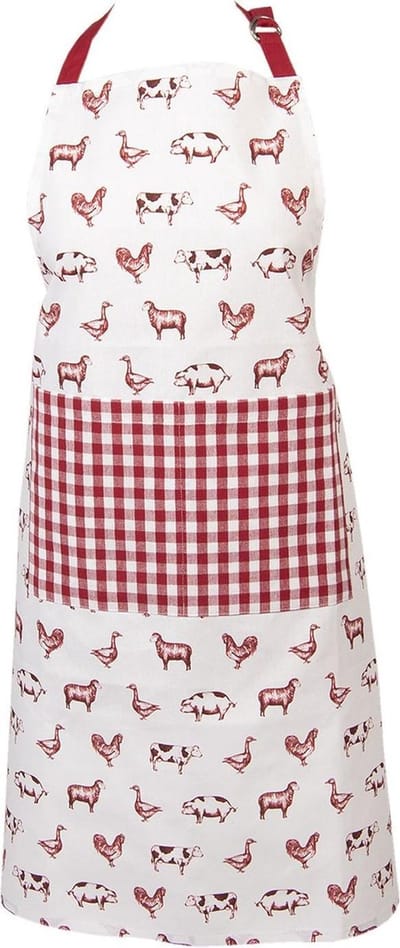 Clayre & Eef Keukenschort 70x85 cm Rood Katoen Boerderij Dieren BBQ Schort