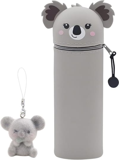 Kawaii 2-in-1 School Etui van Zacht Silicoon met Rits, Dieren Ontwerp voor Kantoor en Schoolbenodigdheden