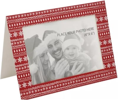 18 Kerstkaarten met Fotolijst en Enveloppen - Rood, Goud & Grijs - Persoonlijke Familiekerstgroeten