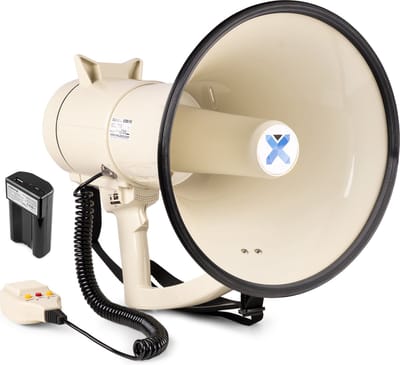 Vonyx MEG120 Megafoon set met lithium-ion accu - 120W Megafoon met sirene en Bluetooth - Beige