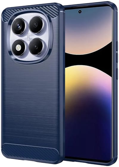 Hoesje geschikt voor Xiaomi Redmi Note 14 Pro 4G - Techsuit Carbon Silicone Back Cover - Blauw