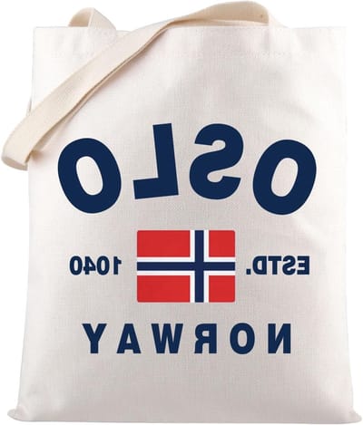 Allecto Plus - Noorwegen Reiziger Tote Bag voor Noorse Land Reizen Souvenirs - Oslo Thema Boodschappentas met Trots Print.