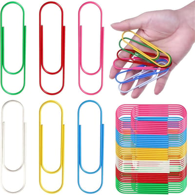 Dailygoods - 40 Stuks Grote Paperclips,100mm Jumbo Metaal Veelkleurig Papierklemmen,Grote Paperclips,Praktisch Kleurrijke Jumbo Papieren Clips,Kleurrijke Papierclips Groot 100 mm voor Documenten,Foto's en Posters