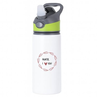 Hacebo® - auntie I love you waterfles met rietje groen - Tante - de liefste tante - verjaardagscadeau - verjaardag - cadeau - cadeautje voor tante - tante artikelen - kado - geschenk - gift - water fles - 650ML