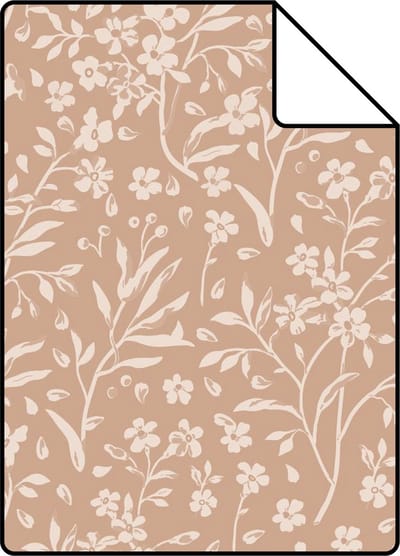 Proefstaal ESTAhome behang bloemetjes terracotta roze - 26.5 x 21 cm - 139881-S