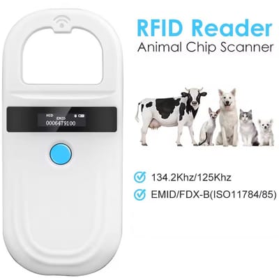 Premium RFID Chipreader met Bluetooth – Huisdieren Chiplezer – USB Oplaadbaar – FDX-B & EMID – Geschikt voor Katten, Honden en Andere Dieren – wit