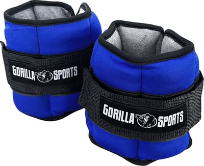 Gorilla Sports Polsgewichten - Enkelgewichten - Verstelbaar - 0,45 tot 2,25 kg - Gewichtsmachette - Blauw