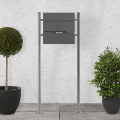 Staande Brievenbus - Brievenbus met standaard - Post ontvangen - Geïntegreerd krantencompartiment - 120 cm hoog - Antraciet Zilver