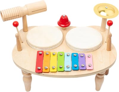 Kinder Percussie Set - Houten Muziekinstrument - Creatief Spel - Multifunctioneel Ontwerp - 36 x 27 x 6 cm
