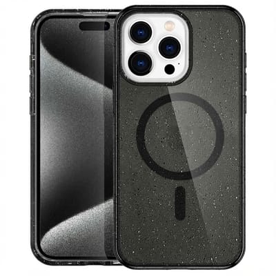 imoshion Hoesje - Geschikt voor Apple iPhone 15 Pro Max - Sparkle Backcover geschikt voor MagSafe - Glitter Zwart