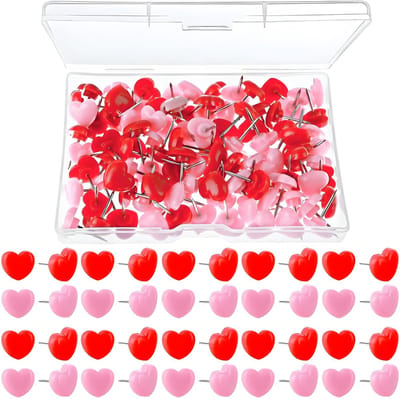 Dailygoods- Punaises Hartvorm - 100 Stuks Meerkleurig - Prikbordnaalden - Duurzaam - Lichtgewicht - Creatief Ontwerp - Priknaalden