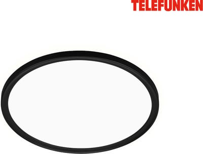 TELEFUNKEN- LED badkamer plafondlamp met tegenlicht, IP44 LED badkamerlamp, ultraplat, neutraal wit licht, zwart, 290x35 mm (DxH)
