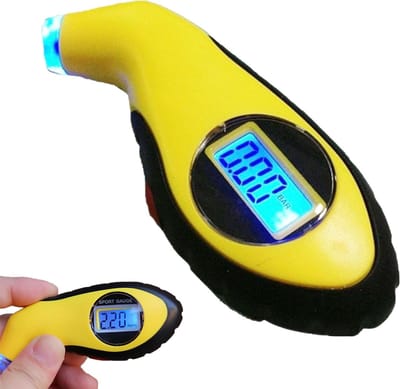 Digitale Bandenspanningsmeter - Bandenmeter Bandendrukmeter - Veilig Rijden - LCD met Achtergrondverlichting - 0-150 psi - Zwart