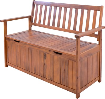 Tuinbank Avezzano tweezitsbank met opbergvak 130x60x88 cm houtkleurig [en.casa]