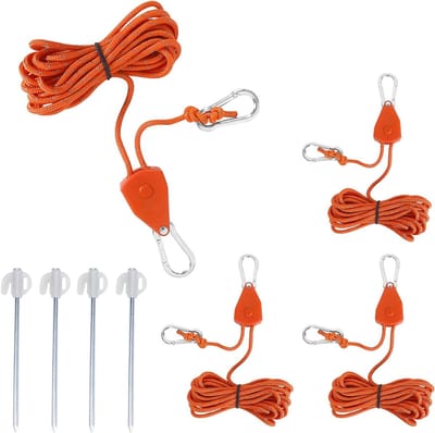 Verstelbare Touwspanner voor Tent en Kleding, 4 Stuks, Ideaal voor Camping en Buitenactiviteiten