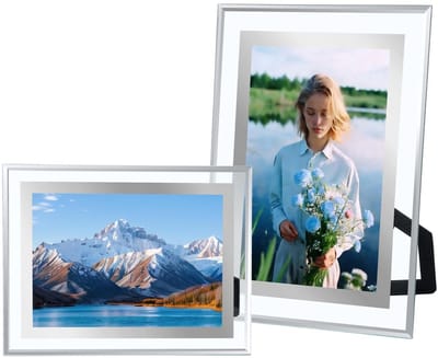 Dailygoods - 2 Glazen Fotolijsten 10 x 15 cm - Zilver Modern en Horizontaal/Verticaal