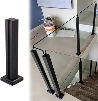 Glazen Balustrade Paal - Glasklem Reling - Veilige Afscheiding Creëren - Verstelbare Klemmen - 3/8-1/2 Inch Glas - Zwart
