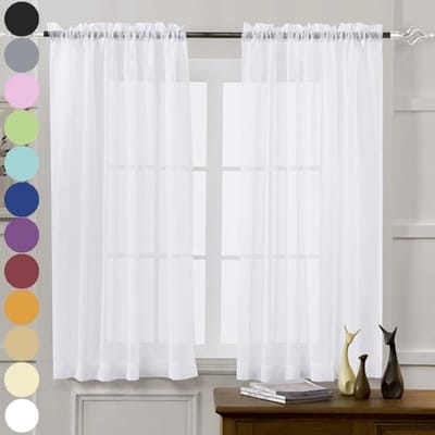 Zwarte Transparante Gordijnen voor Slaapkamer en Woonkamer - 132 x 137 cm - 2 Stuks
