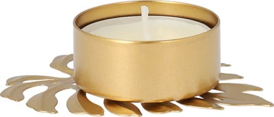 QUVIO Waxinelichthouder - Blad - Theelichthouder - Kaarsenhouder - Woonaccessoires - Decoratieve accessoires - 8 x 6 x 2 cm - Metaal - Goud