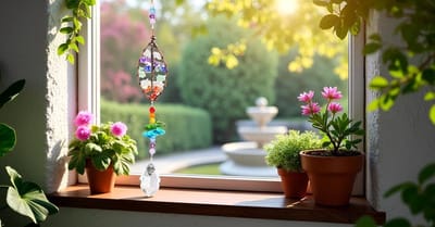 Kleurrijke Glazen Zonvanger - Regenboog Maker voor Raamdecoratie, Tuin en Auto Versiering met Bladvormige Ornamenten