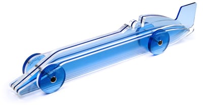 Ikonic Toys - Modelauto - Lucite Car No2 - Large - Blauw - Gerecycled acryl - 30cm - Art-Deco stijl