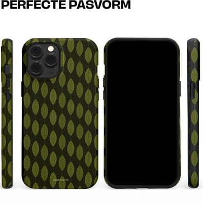 Casetastic hoesje geschikt voor Apple iPhone 12 Pro Max - MagSafe - Dubbellaagse bescherming - Donkergroene Bladerendek - Fashion Case - Zwart Donkergroen