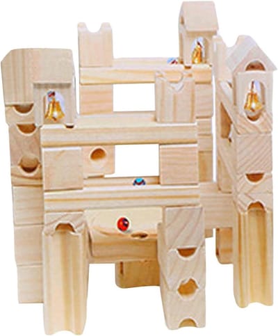 Kinderen Knikkerbaan - Bouwstenen Speelgoed - Educatief Spelen - Houten Kwaliteit - 375 x 10 x 29 cm - Niet gespecificeerd