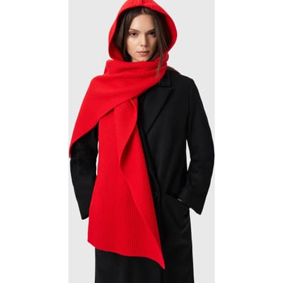 AllSaints Wren Hooded Scarf Crimson Red Maat: OS | Sjaals Outlet | Dames | Rood