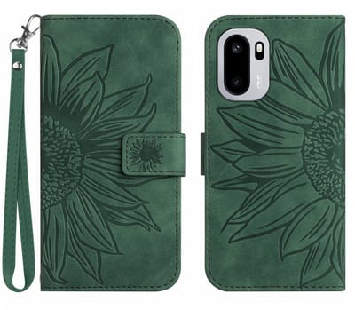 Coverup Hoesje - Geschikt voor OnePlus 15R Hoesje - Coverup Zonnebloem Book Case met Koord - Groen