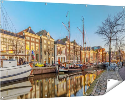 Gards Tuinposter Groningen Hoge der A Haven - 150x100 cm - Tuindoek - Tuindecoratie - Wanddecoratie buiten - Tuinschilderij